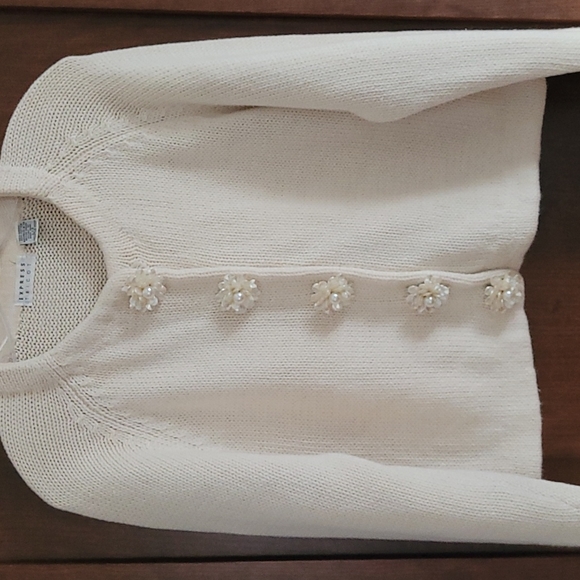 Express Tricot Embellished Beaded Buttons Dressy Cardigan Sweater - Size Large - Picture 2 of 10